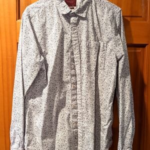 Cactus Man slim fit white floral men's long sleeve button shirt